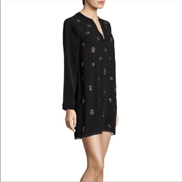 BCBGMAXAZRIA Dyanne Embellished Crystal Tunic Dress Black Small VPX61K22 - Picture 2 of 10